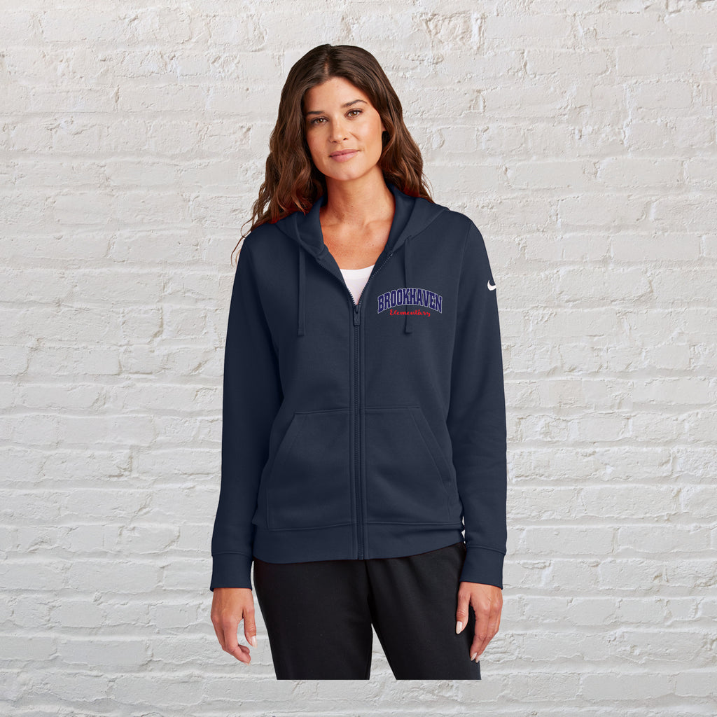 Nike Women's Club Fleece Sleeve Swoosh Full-Zip Hoodie