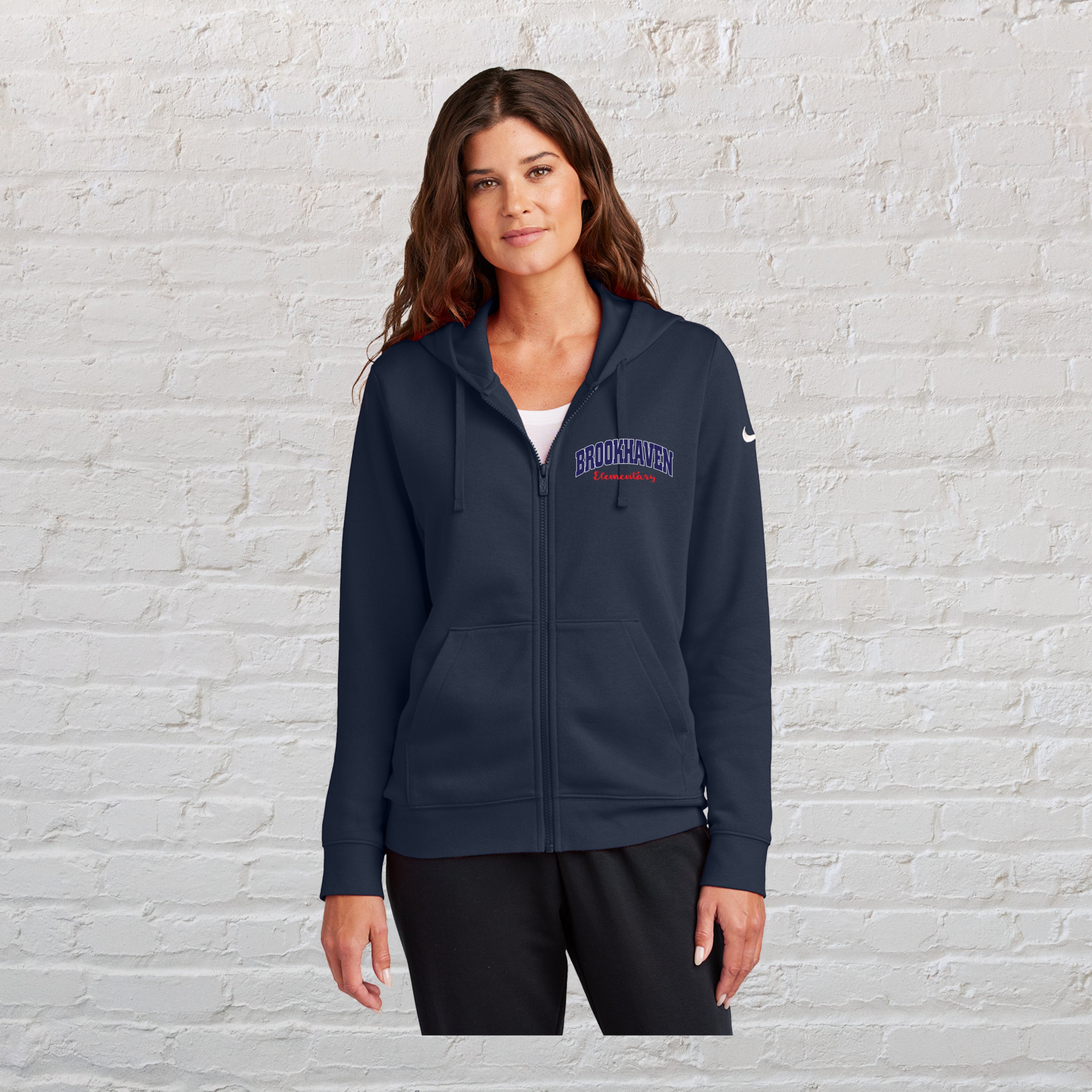 Nike Women's Club Fleece Sleeve Swoosh Full-Zip Hoodie