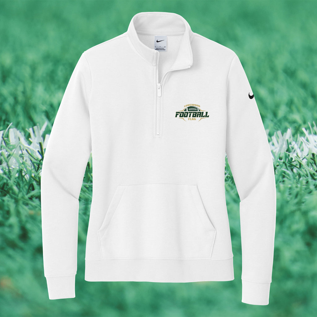 Nike Women's Club Fleece Sleeve Swoosh 1/2-Zip - FLAG FOOTBALL