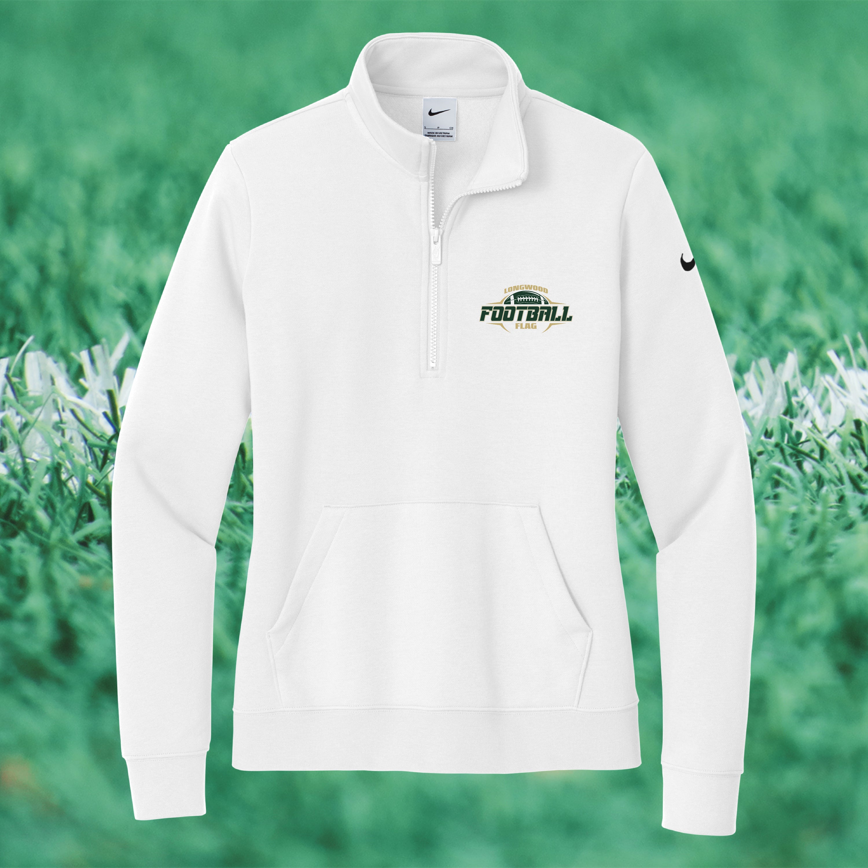 Nike Women's Club Fleece Sleeve Swoosh 1/2-Zip - FLAG FOOTBALL