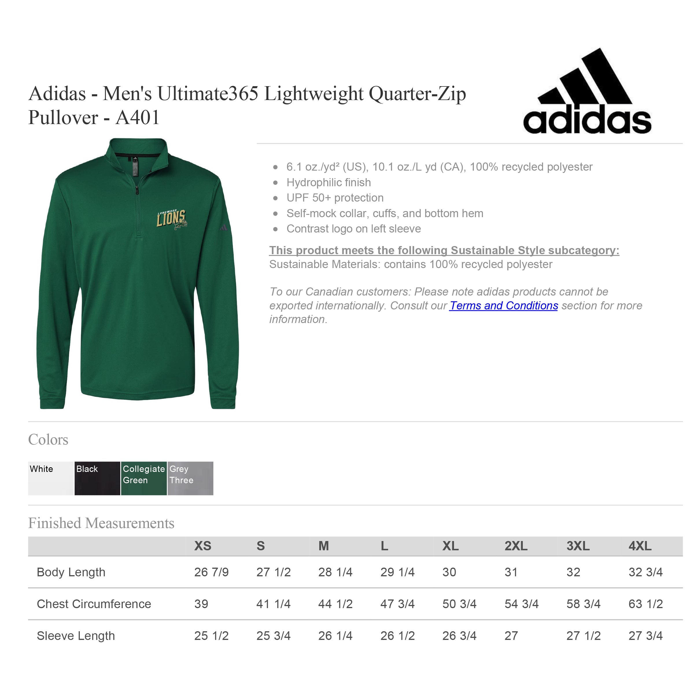 Adidas - Men's Ultimate365 Lightweight Quarter-Zip Pullover