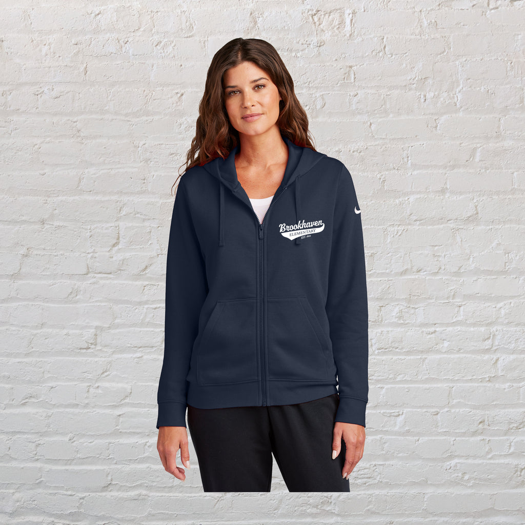 Nike Women's Club Fleece Sleeve Swoosh Full-Zip Hoodie