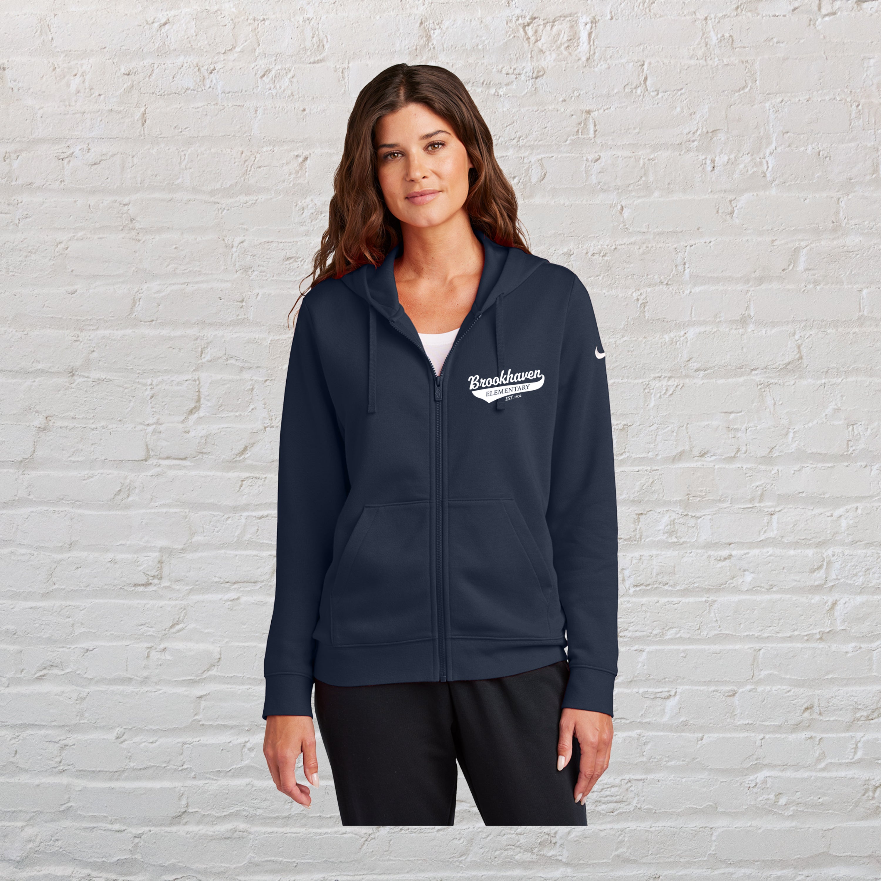 Nike Women's Club Fleece Sleeve Swoosh Full-Zip Hoodie