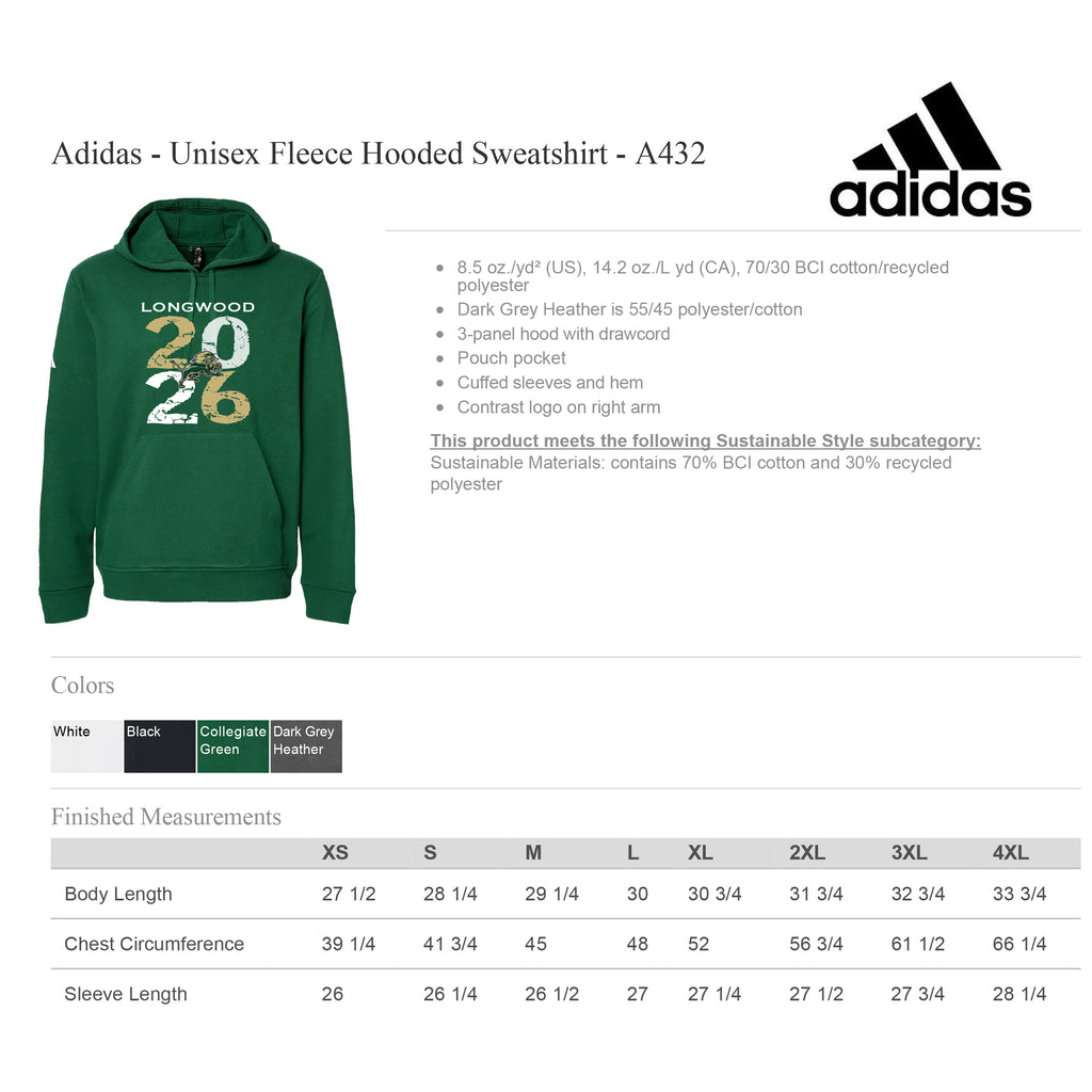 Adidas Unisex Fleece Hooded Sweatshirt
