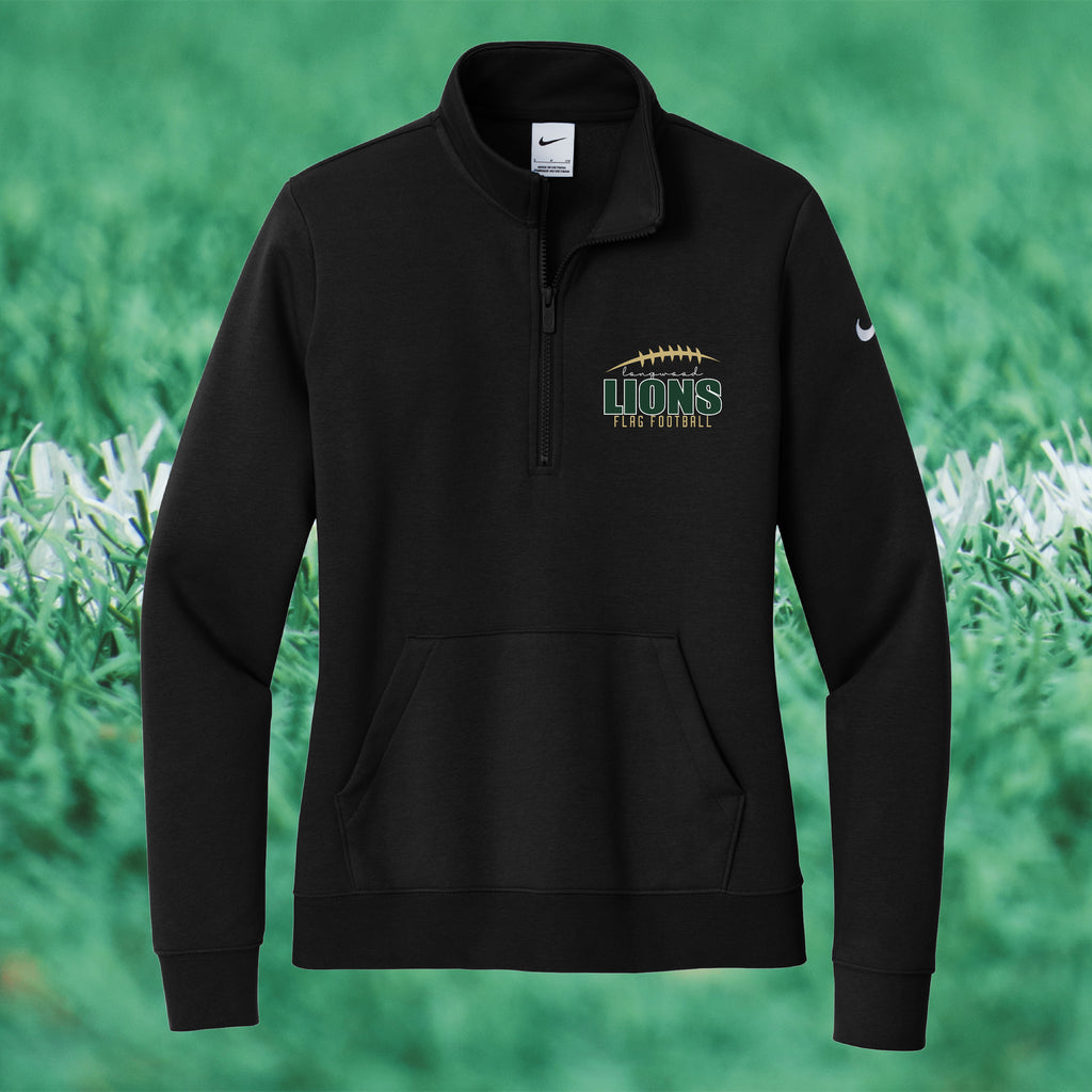 Nike Women's Club Fleece Sleeve Swoosh 1/2-Zip - FLAG FOOTBALL