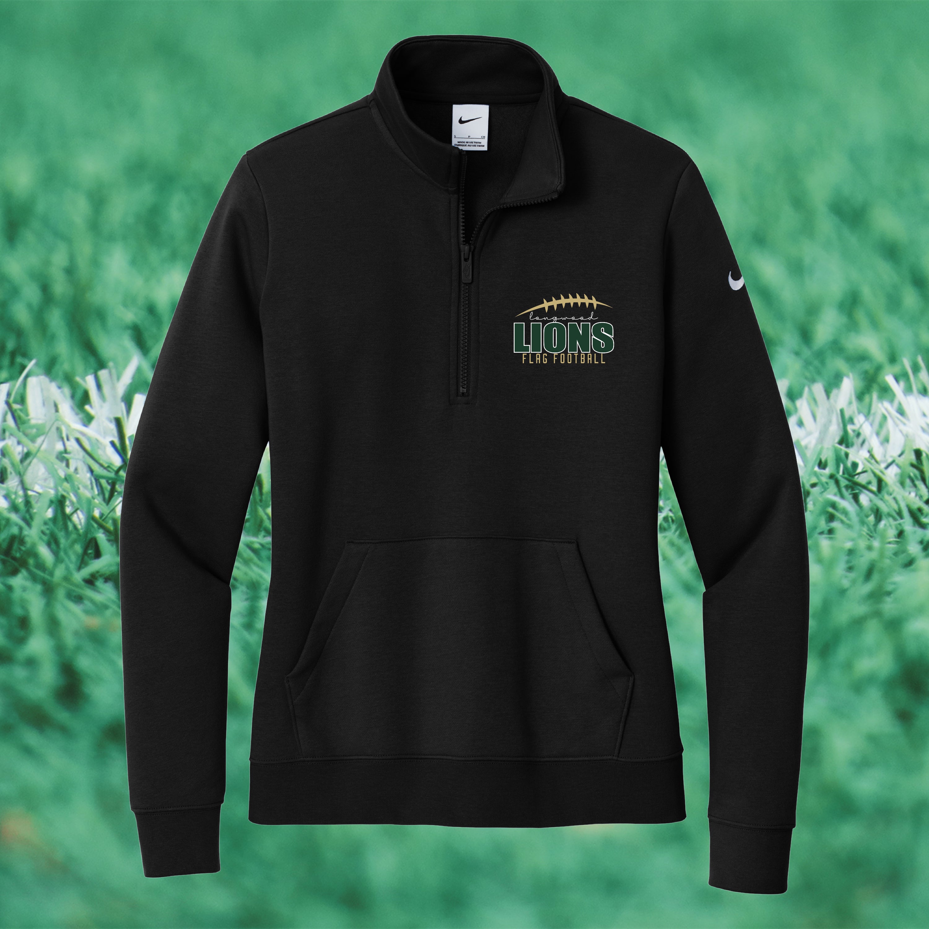 Nike Women's Club Fleece Sleeve Swoosh 1/2-Zip - FLAG FOOTBALL