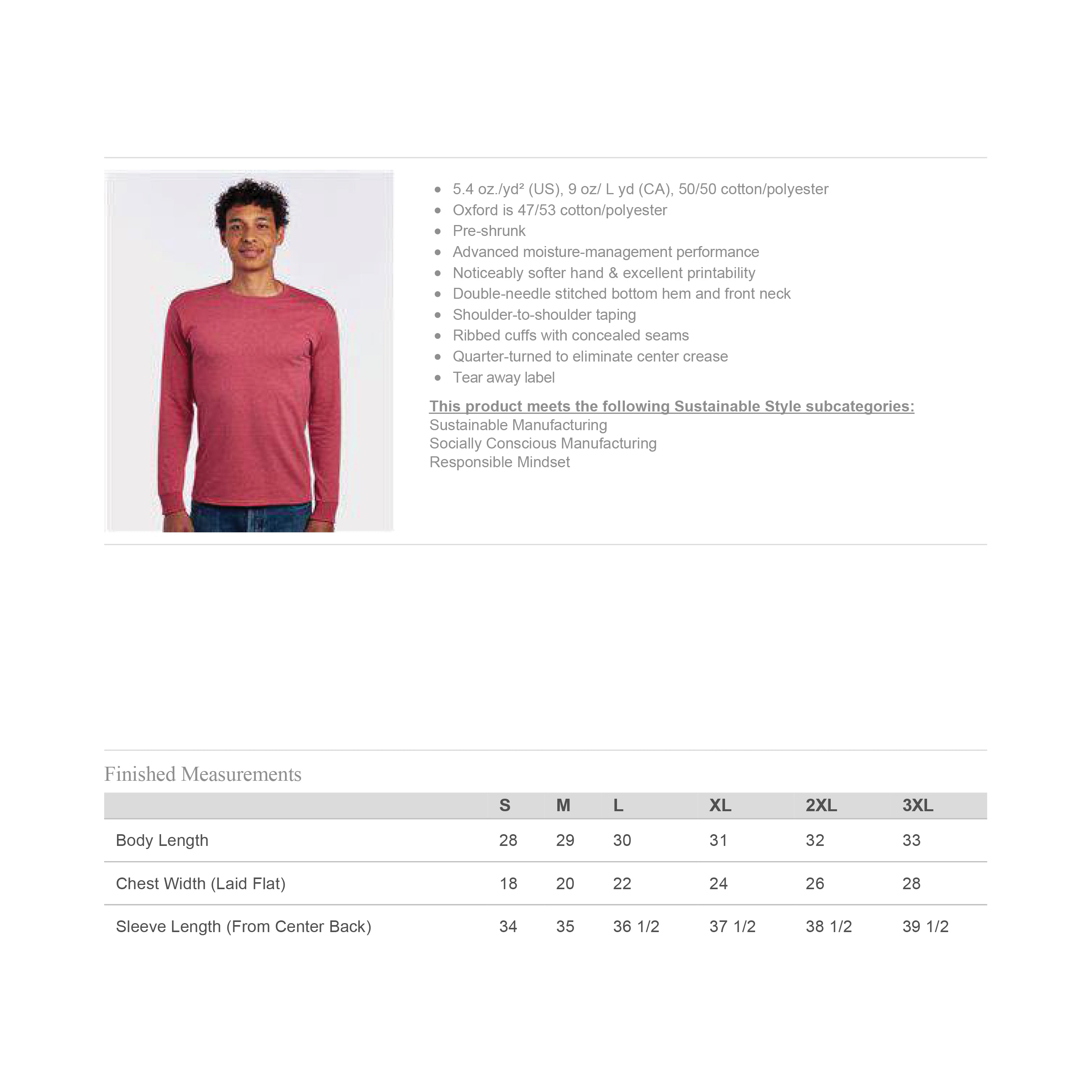 Adult - Long Sleeve 50/50 T-Shirt