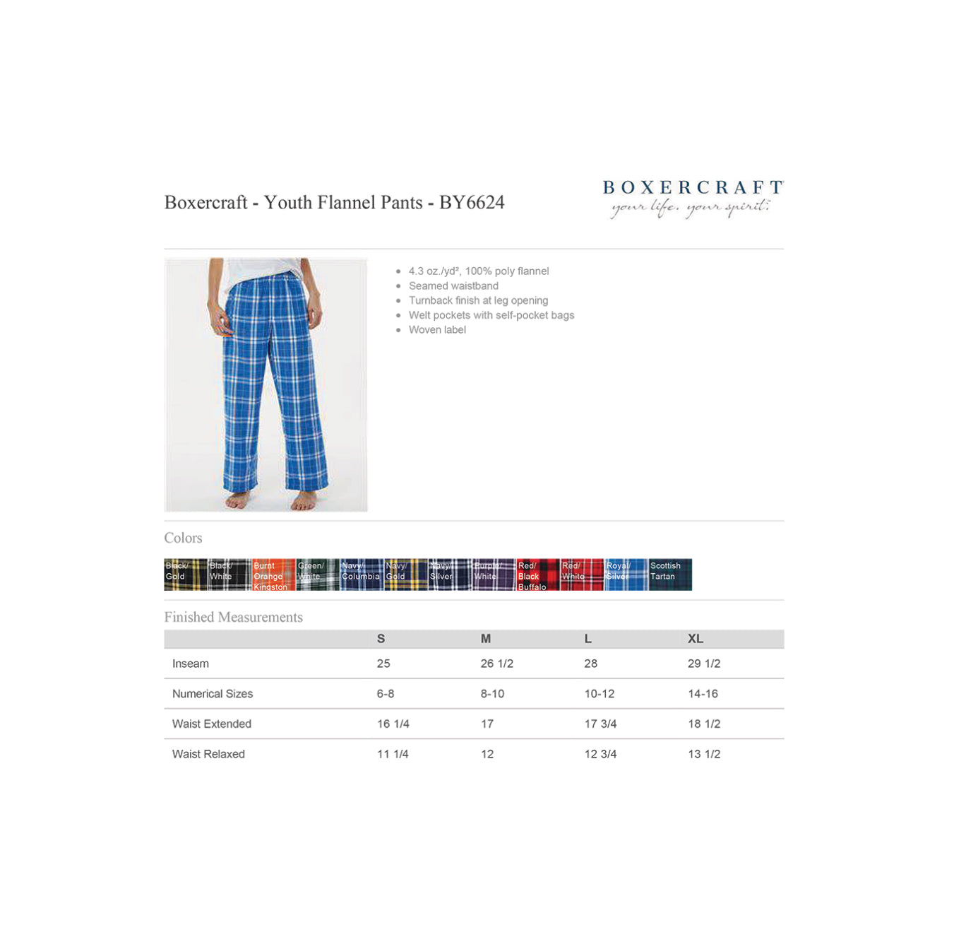 Flannel Pants (youth, women, men)
