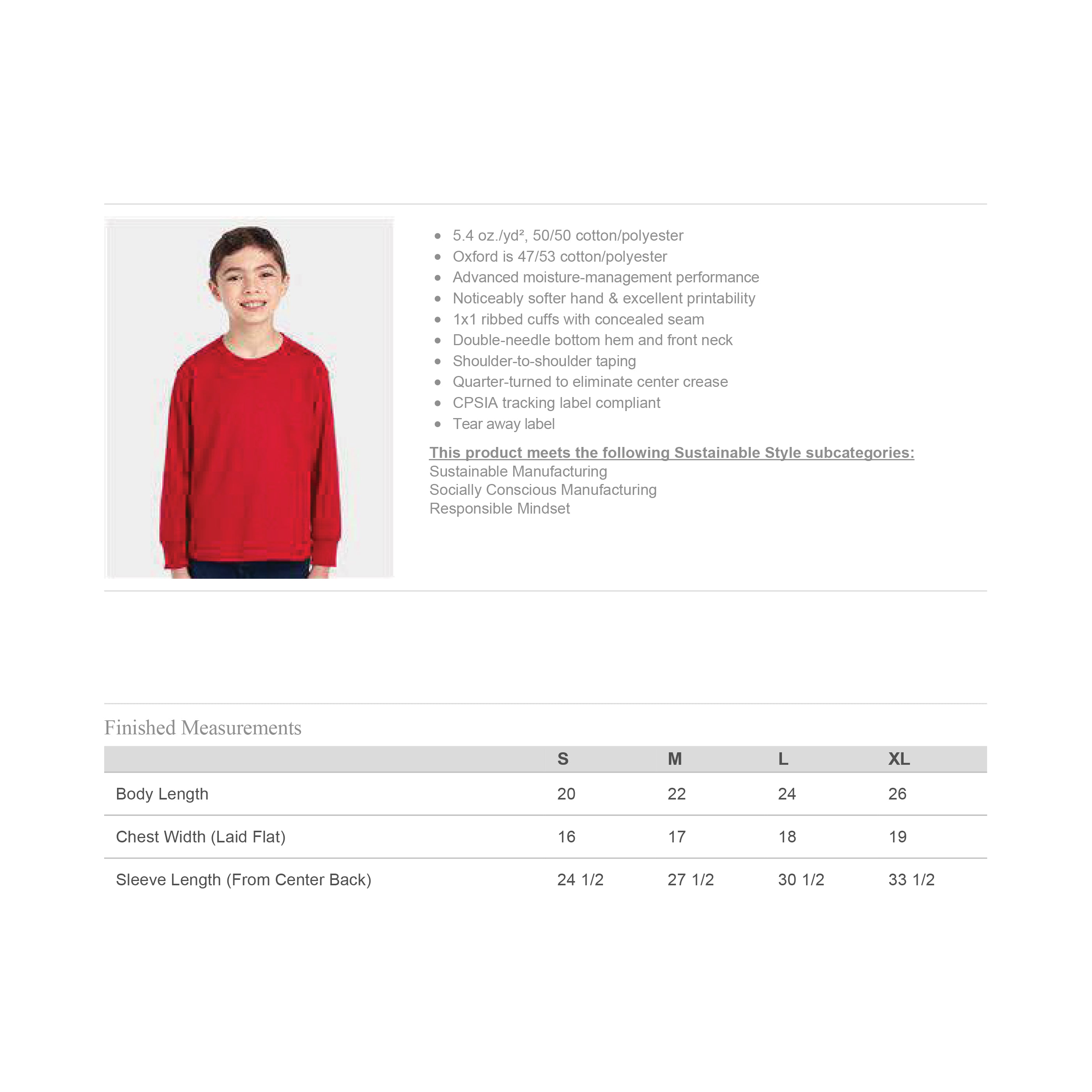 Youth - Long Sleeve 50/50 T-Shirt