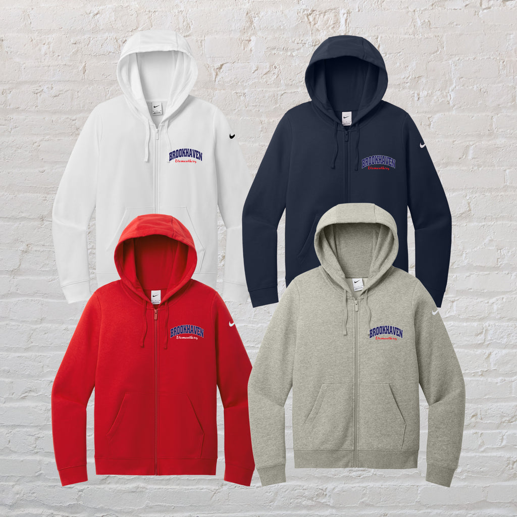Nike Women's Club Fleece Sleeve Swoosh Full-Zip Hoodie