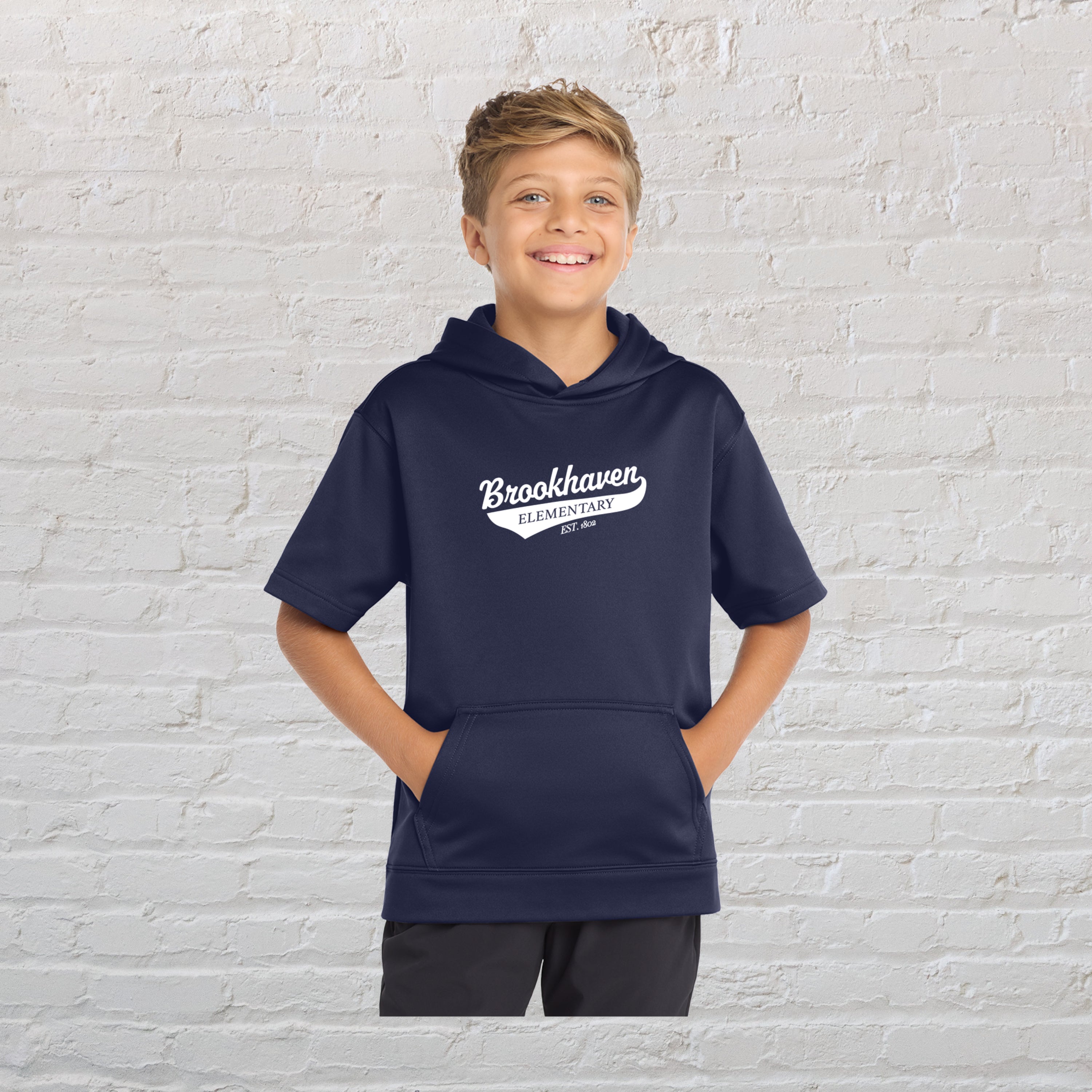 Youth Sport-Wick® Fleece Short Sleeve Hooded Pullover