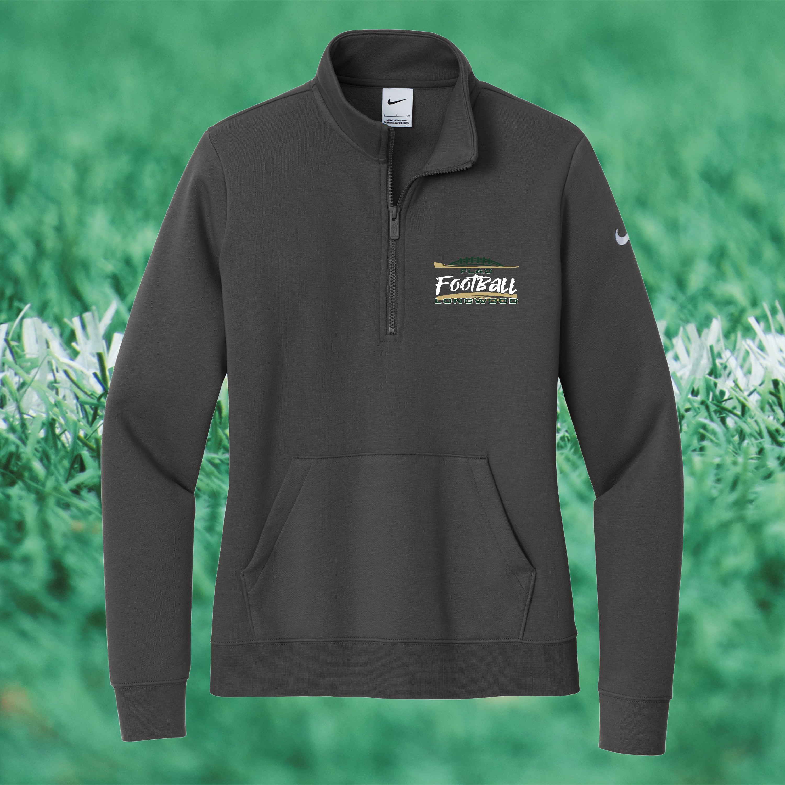 Nike Women's Club Fleece Sleeve Swoosh 1/2-Zip - FLAG FOOTBALL