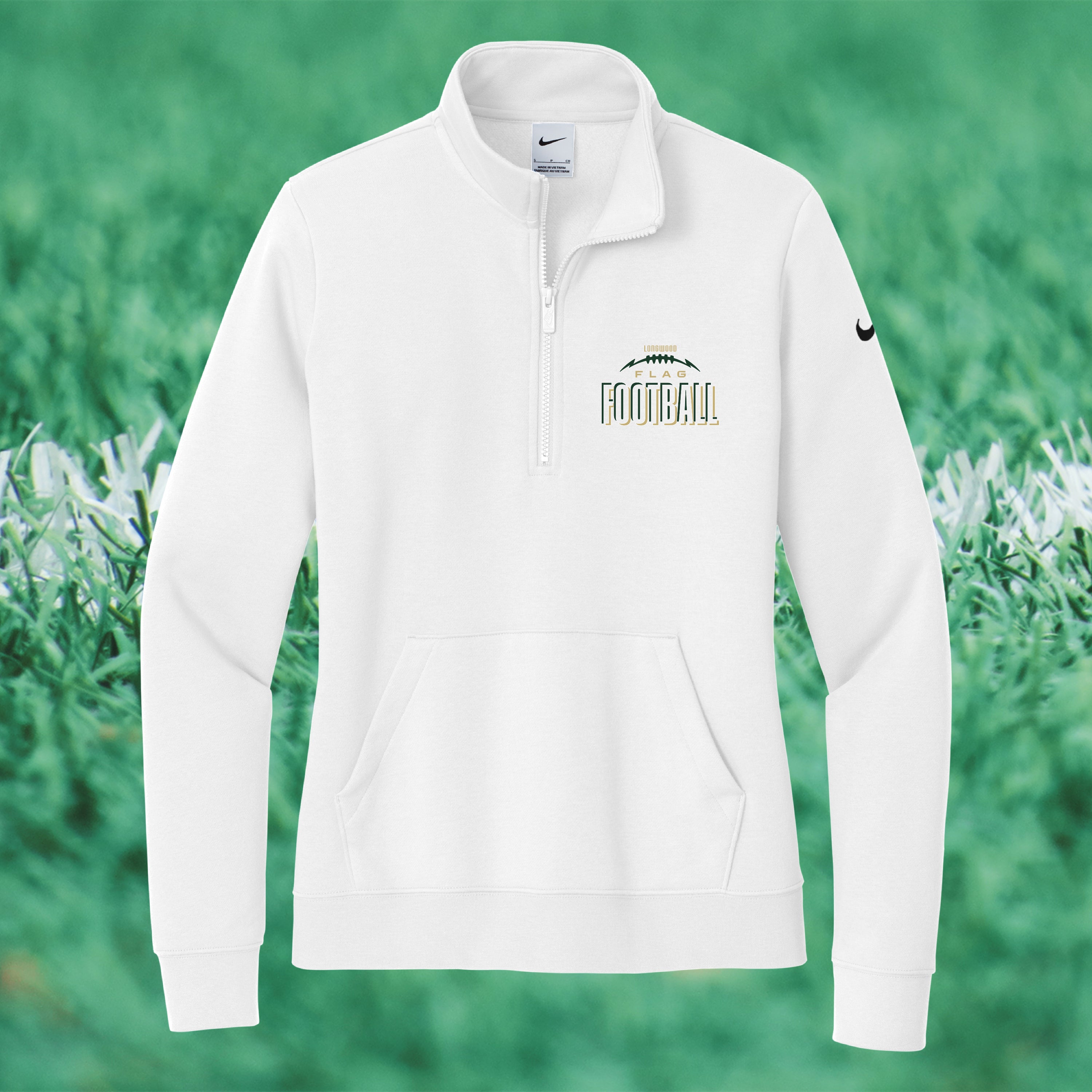 Nike Women's Club Fleece Sleeve Swoosh 1/2-Zip - FLAG FOOTBALL