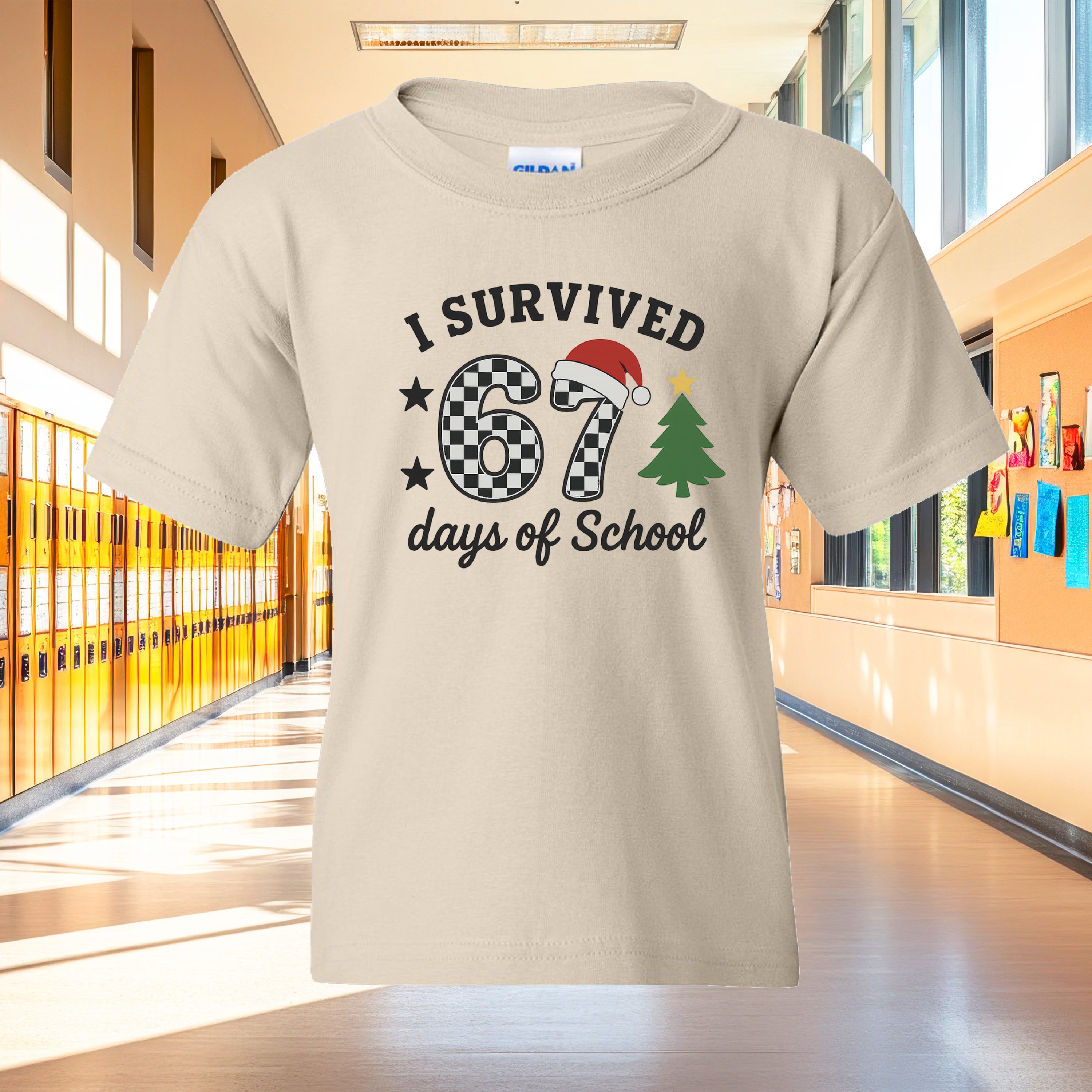 Sixty Seven School Days - Holiday Tree & Hat T-Shirt