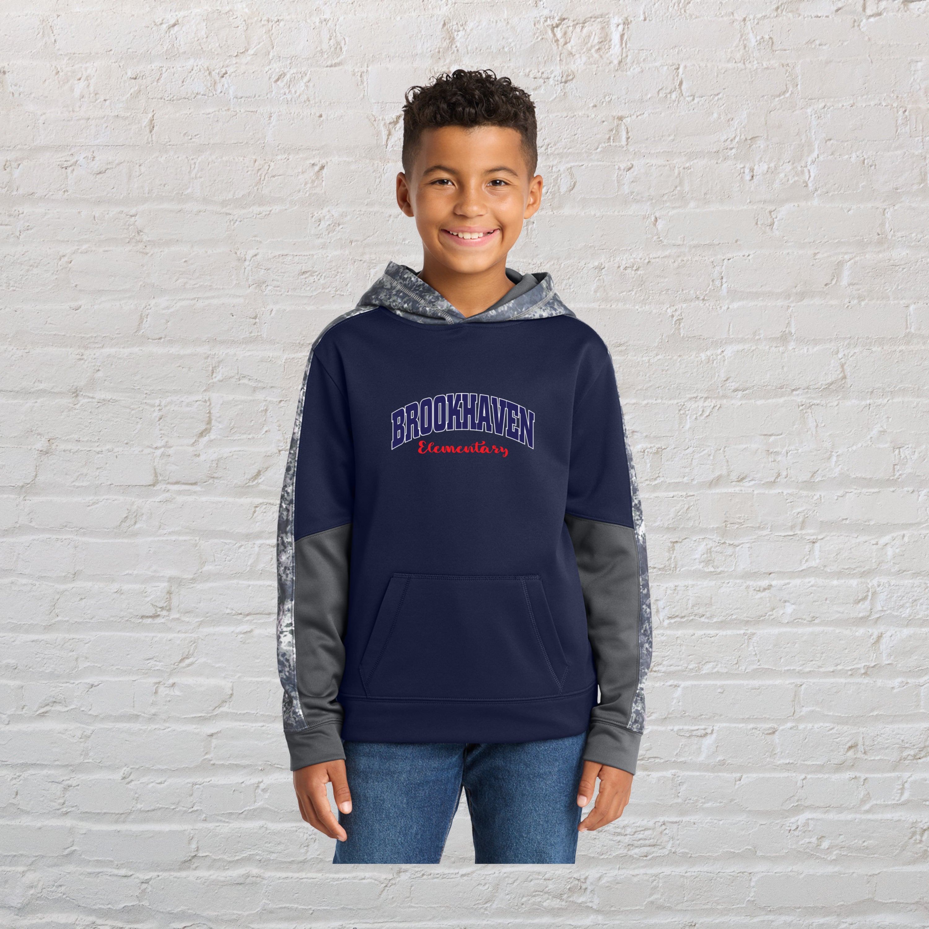 Youth Sport-Wick® Mineral Freeze Fleece Colorblock Hooded Pullover