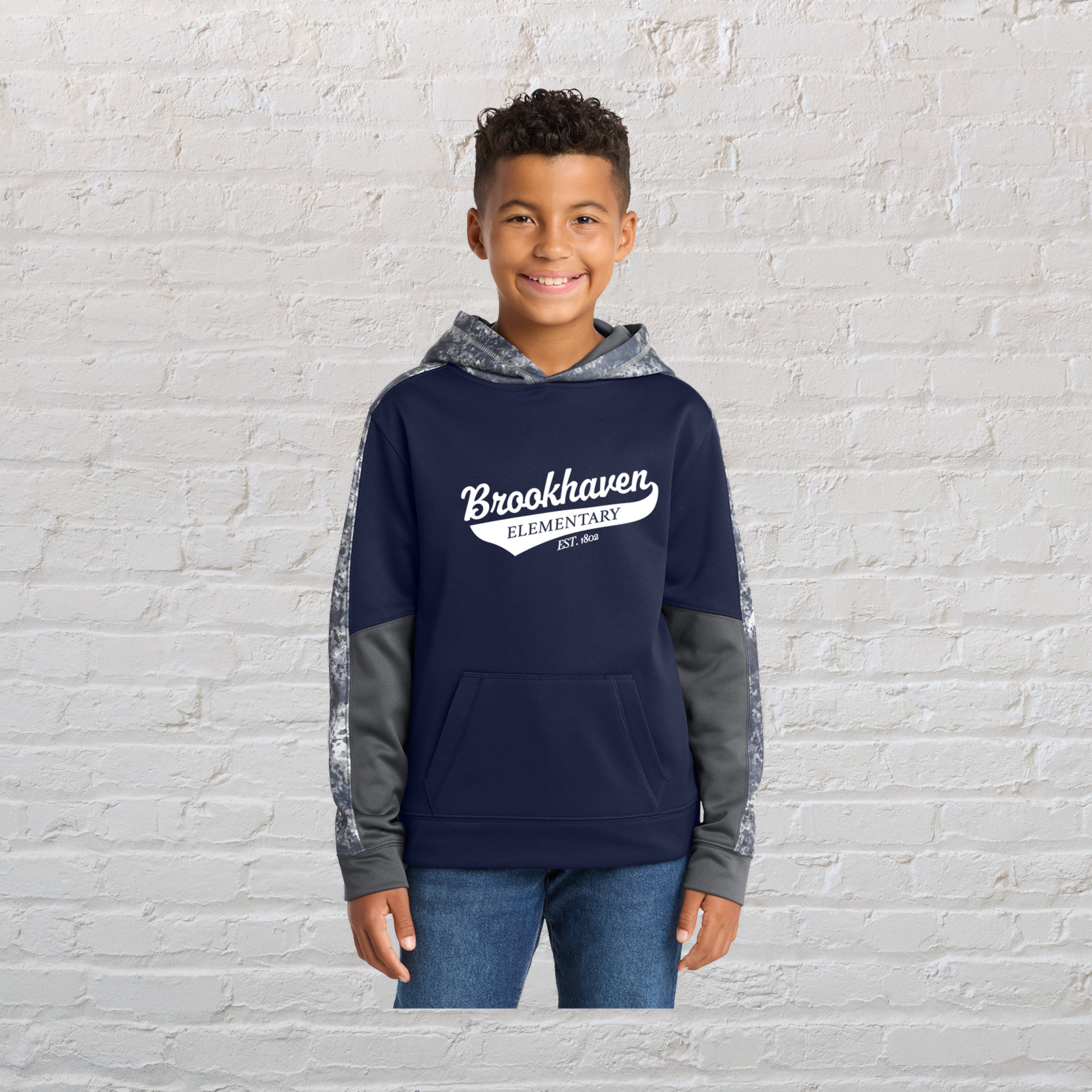Youth Sport-Wick® Mineral Freeze Fleece Colorblock Hooded Pullover