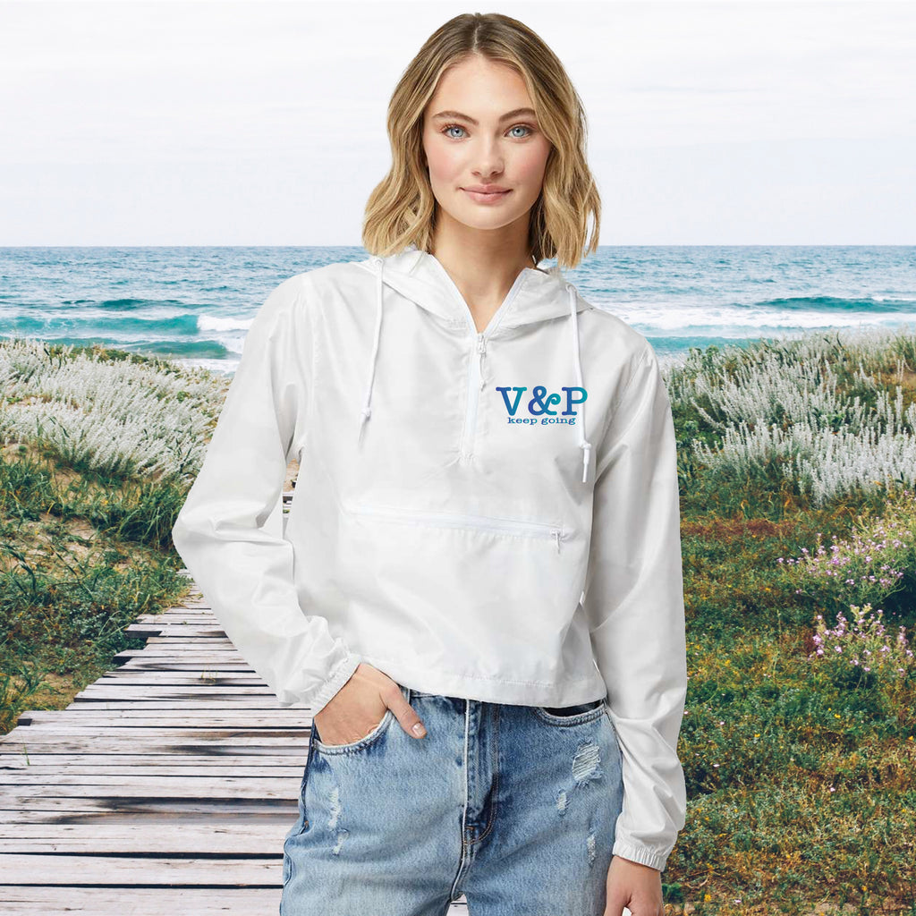Women's Lightweight Quarter-Zip Pullover Crop Windbreaker