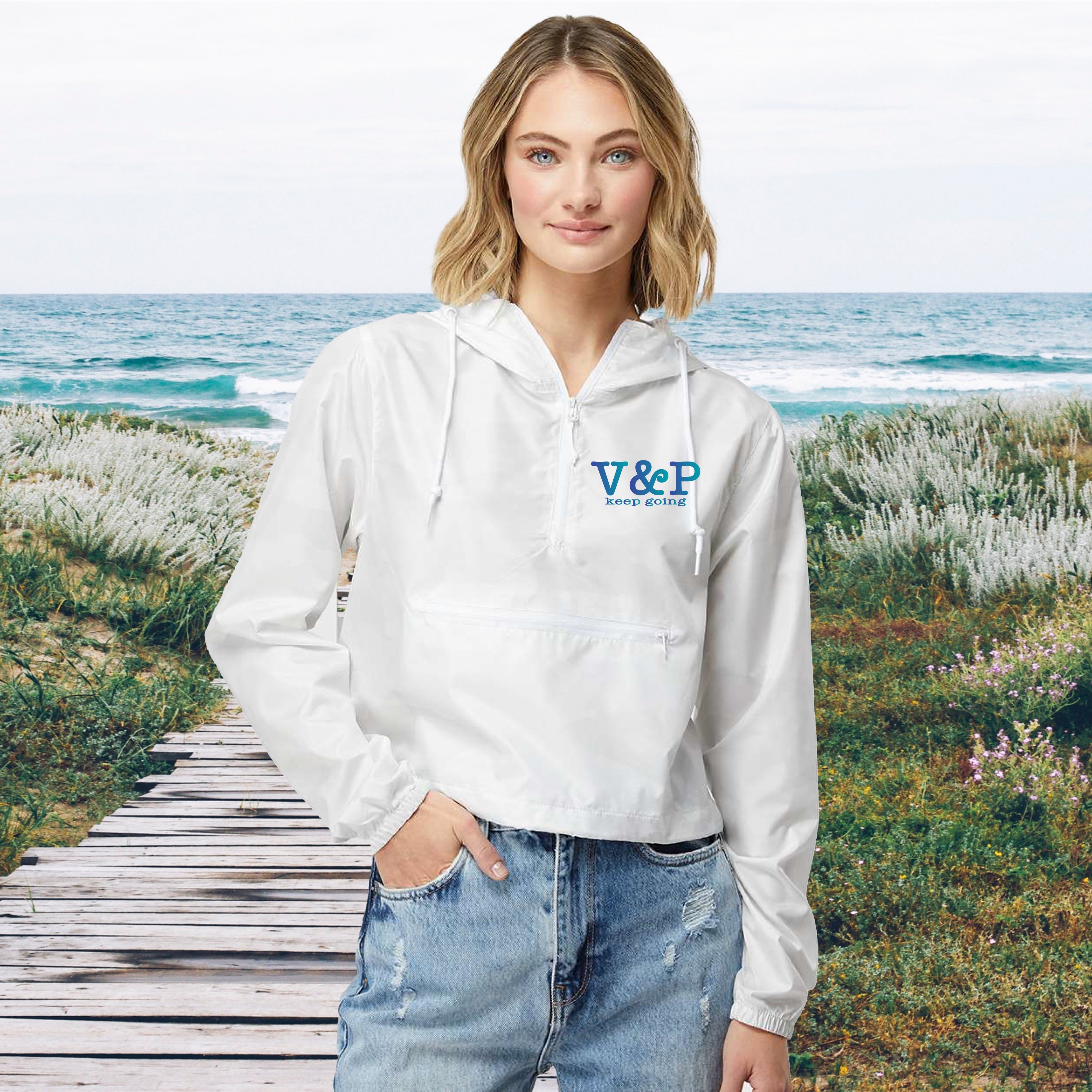 Women's Lightweight Quarter-Zip Pullover Crop Windbreaker