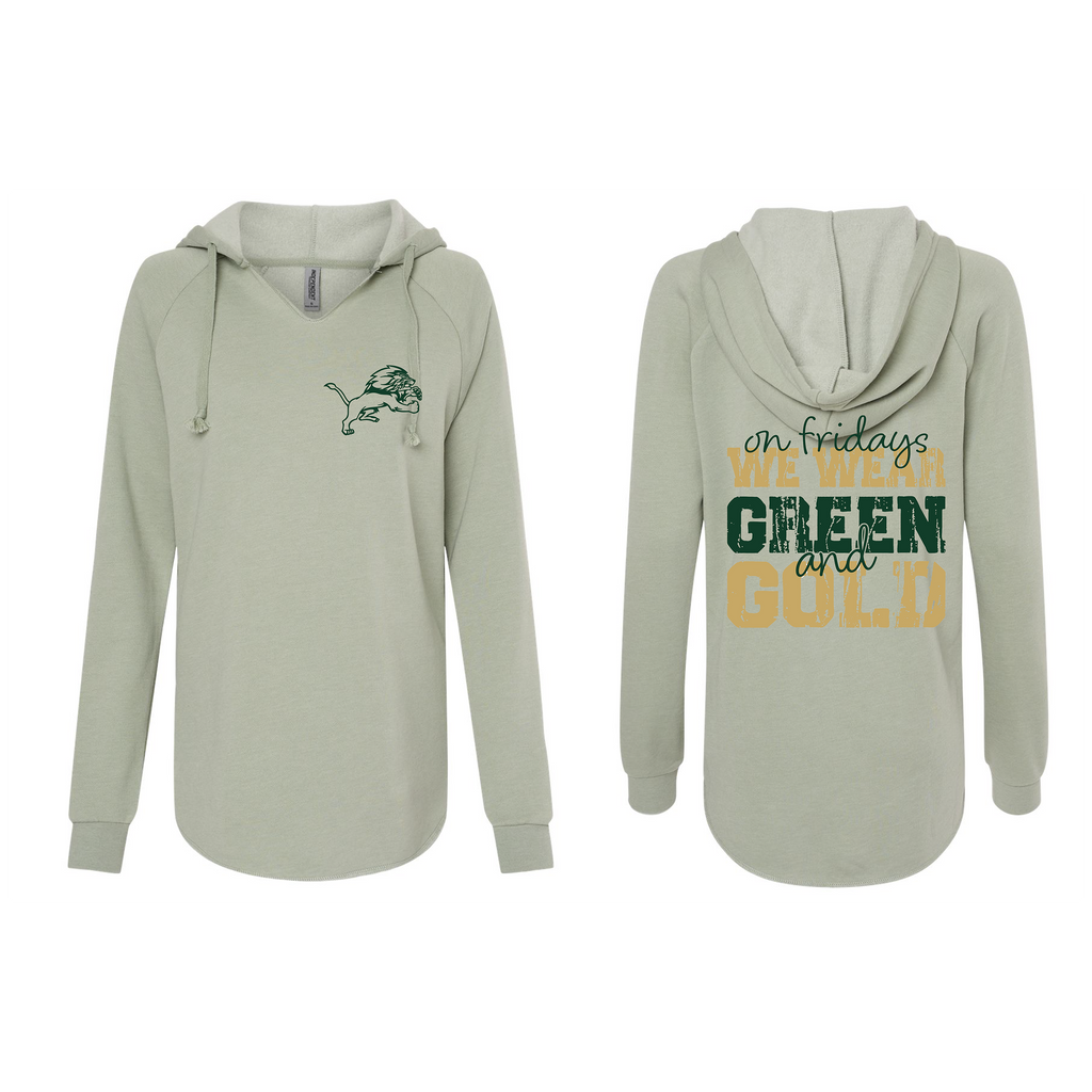 Women’s Lightweight California Wave Wash Hooded Sweatshirt - Sage - JHS Yearbook