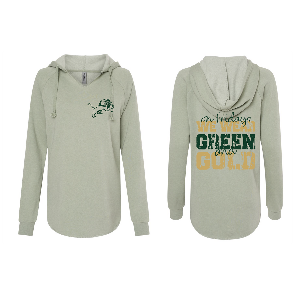 Women’s Lightweight California Wave Wash Hooded Sweatshirt - Sage - JHS Yearbook