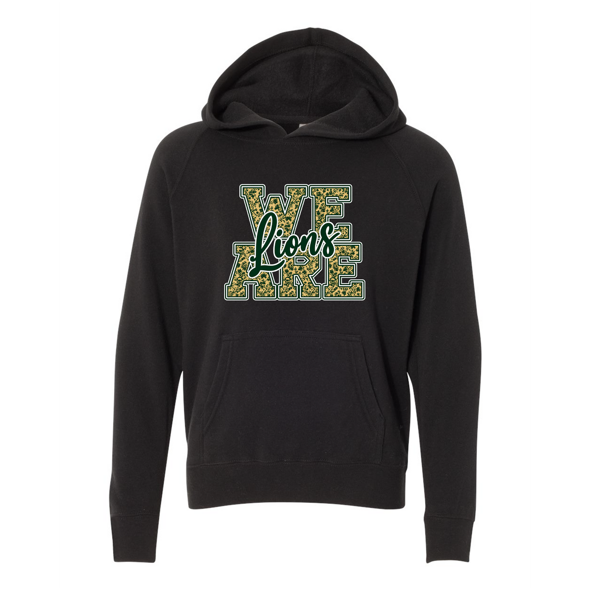 Youth Lightweight Special Blend Raglan Hooded Sweatshirt - Black - Ridge Elementary