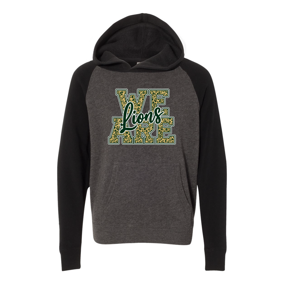 Youth Lightweight Special Blend Raglan Hooded Sweatshirt - Carbon/Black - Ridge Elementary