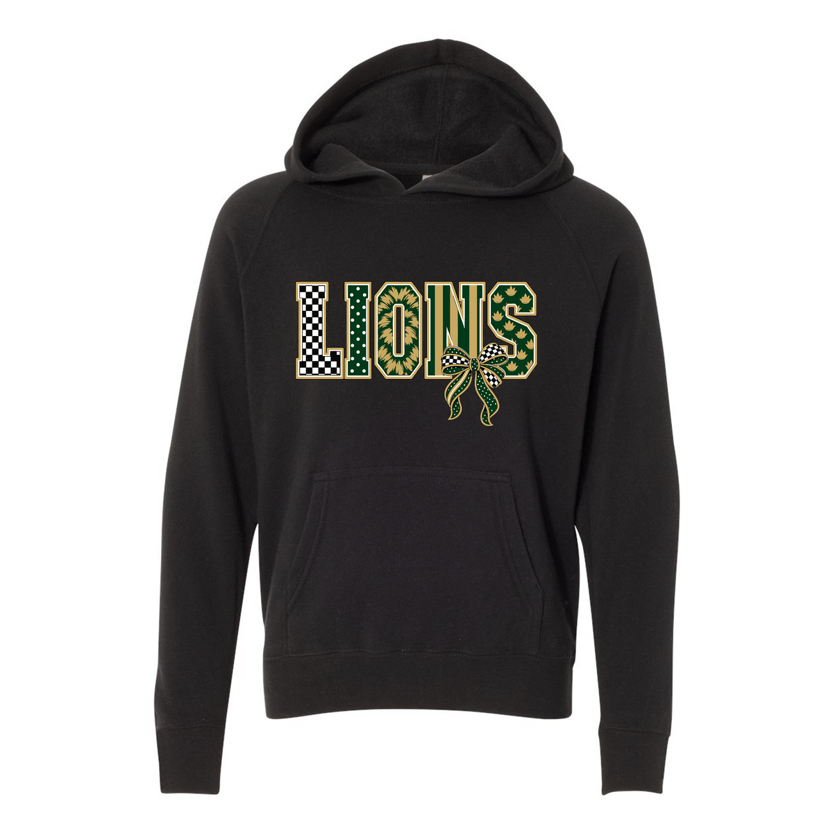 Youth Lightweight Special Blend Raglan Hooded Sweatshirt - Black - Ridge Elementary