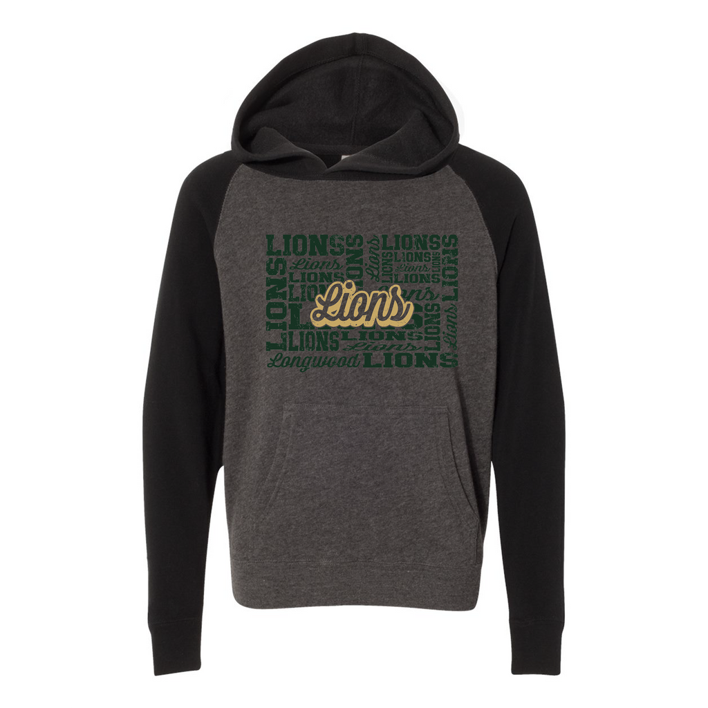 Youth Lightweight Special Blend Raglan Hooded Sweatshirt - Carbon/Black - Ridge Elementary