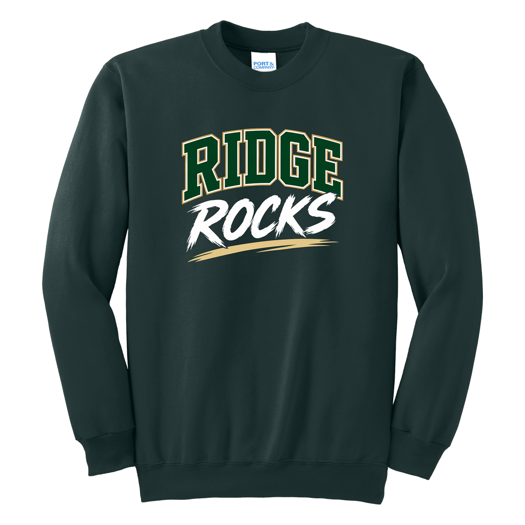 Adult Unisex Essential Fleece Crewneck Sweatshirt - Dark Green - Ridge Elementary
