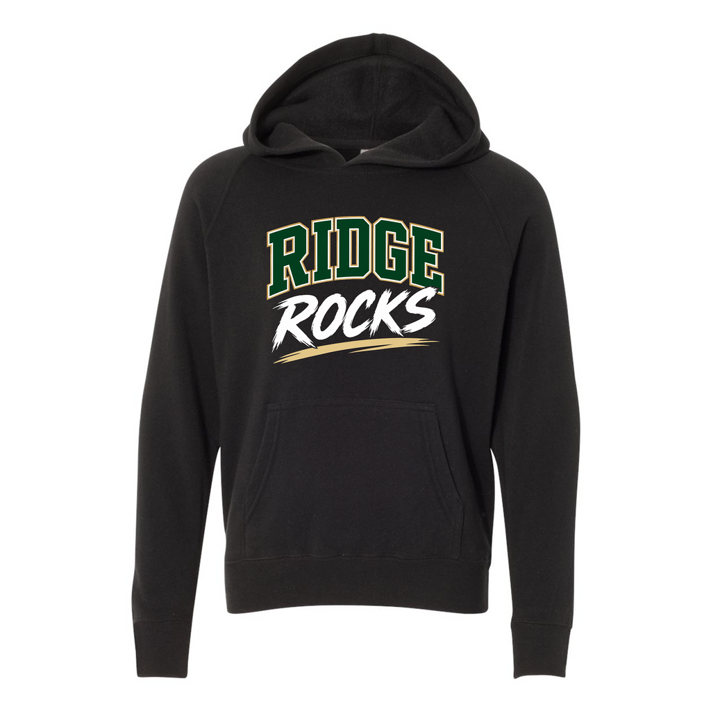 Youth Lightweight Special Blend Raglan Hooded Sweatshirt - Black - Ridge Elementary