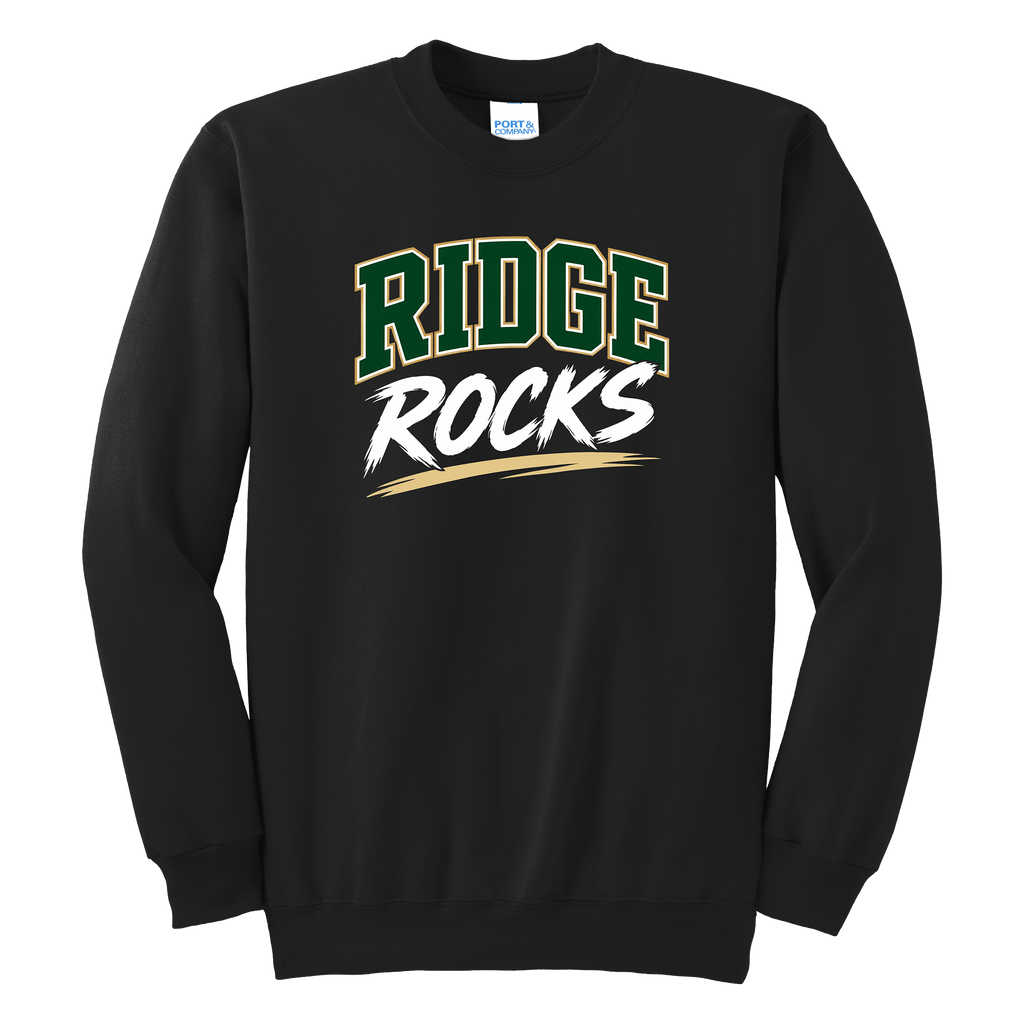 Adult Unisex Essential Fleece Crewneck Sweatshirt - Black - Ridge Elementary