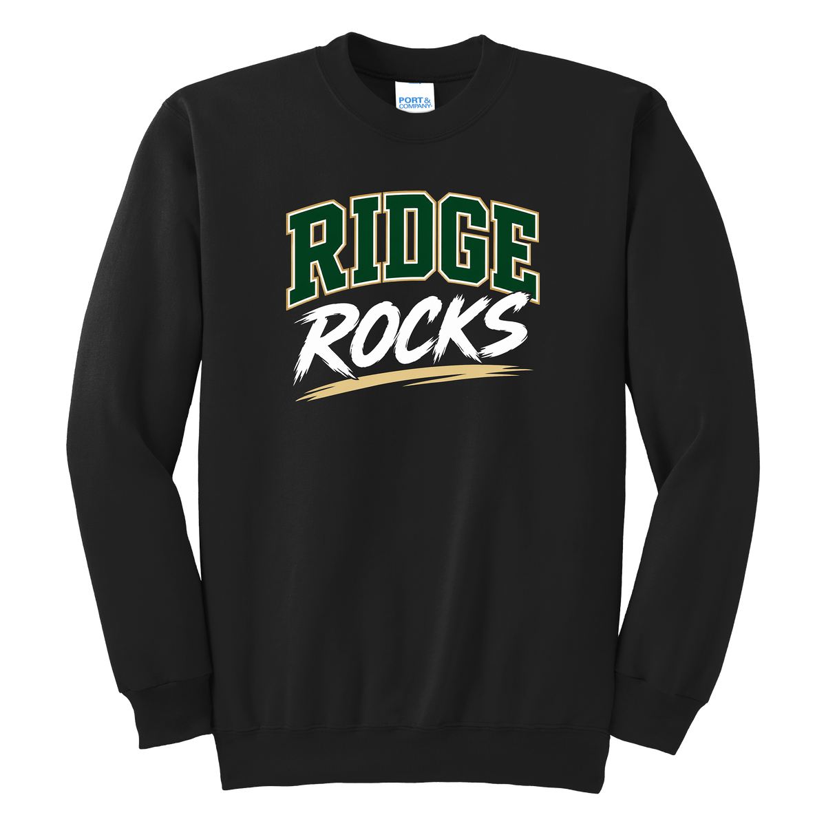 Adult Unisex Essential Fleece Crewneck Sweatshirt - Black - Ridge Elementary