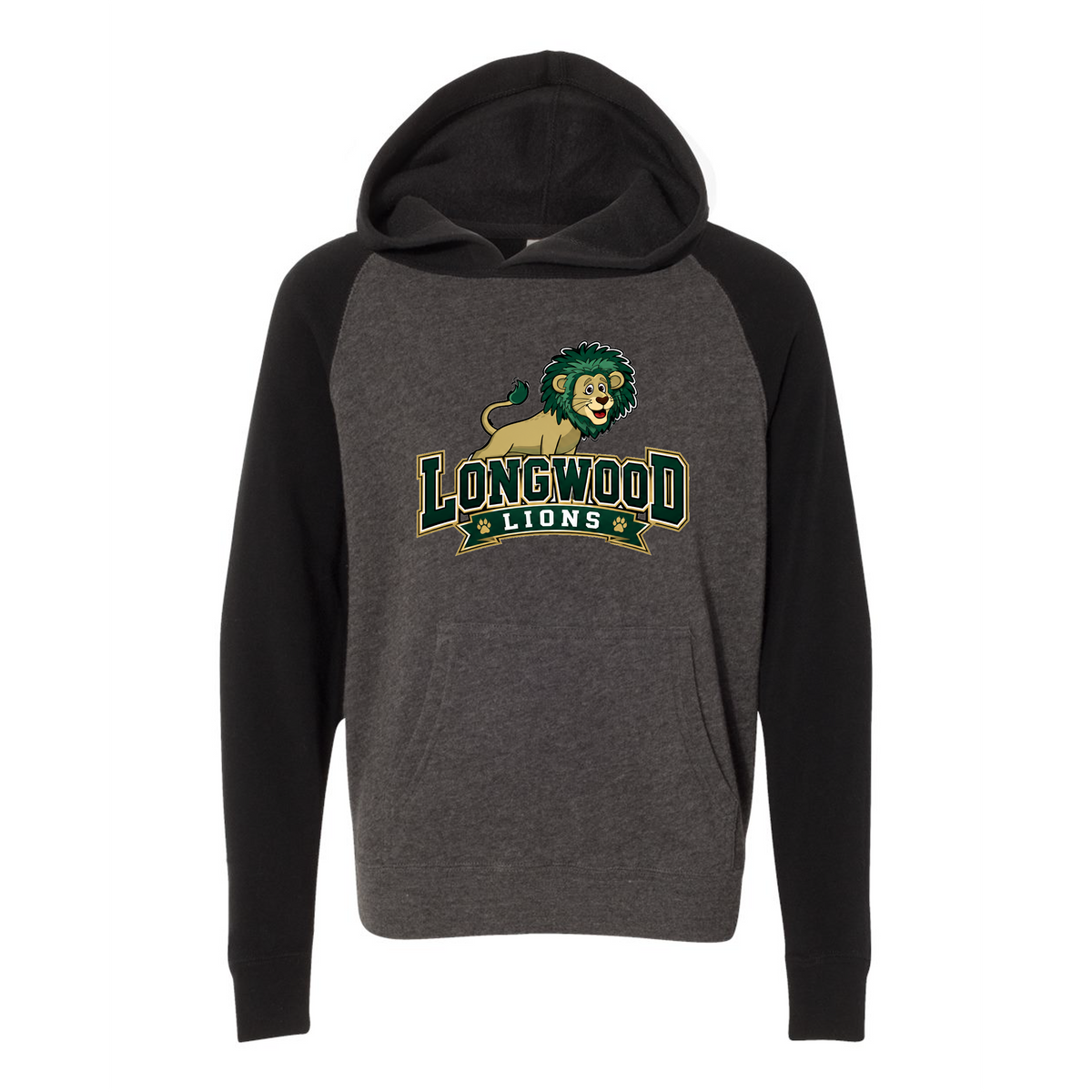 Youth Lightweight Special Blend Raglan Hooded Sweatshirt - Carbon/Black - Ridge Elementary