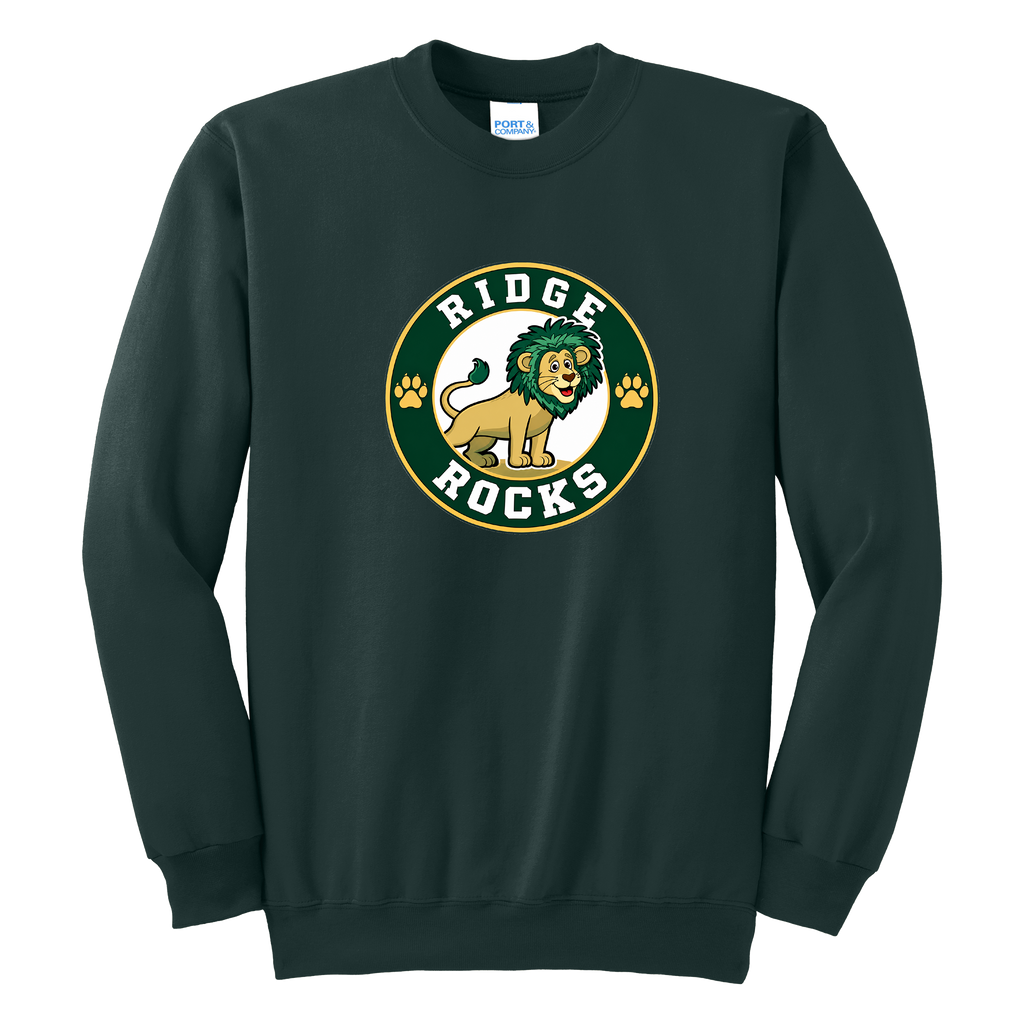 Adult Unisex Essential Fleece Crewneck Sweatshirt - Dark Green - Ridge Elementary
