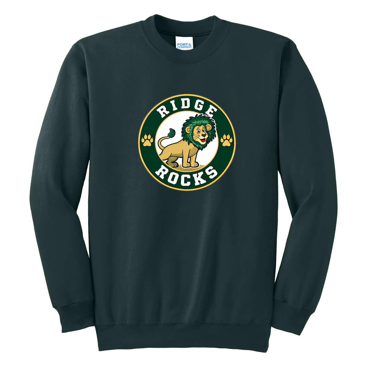 Adult Unisex Essential Fleece Crewneck Sweatshirt - Dark Green - Ridge Elementary