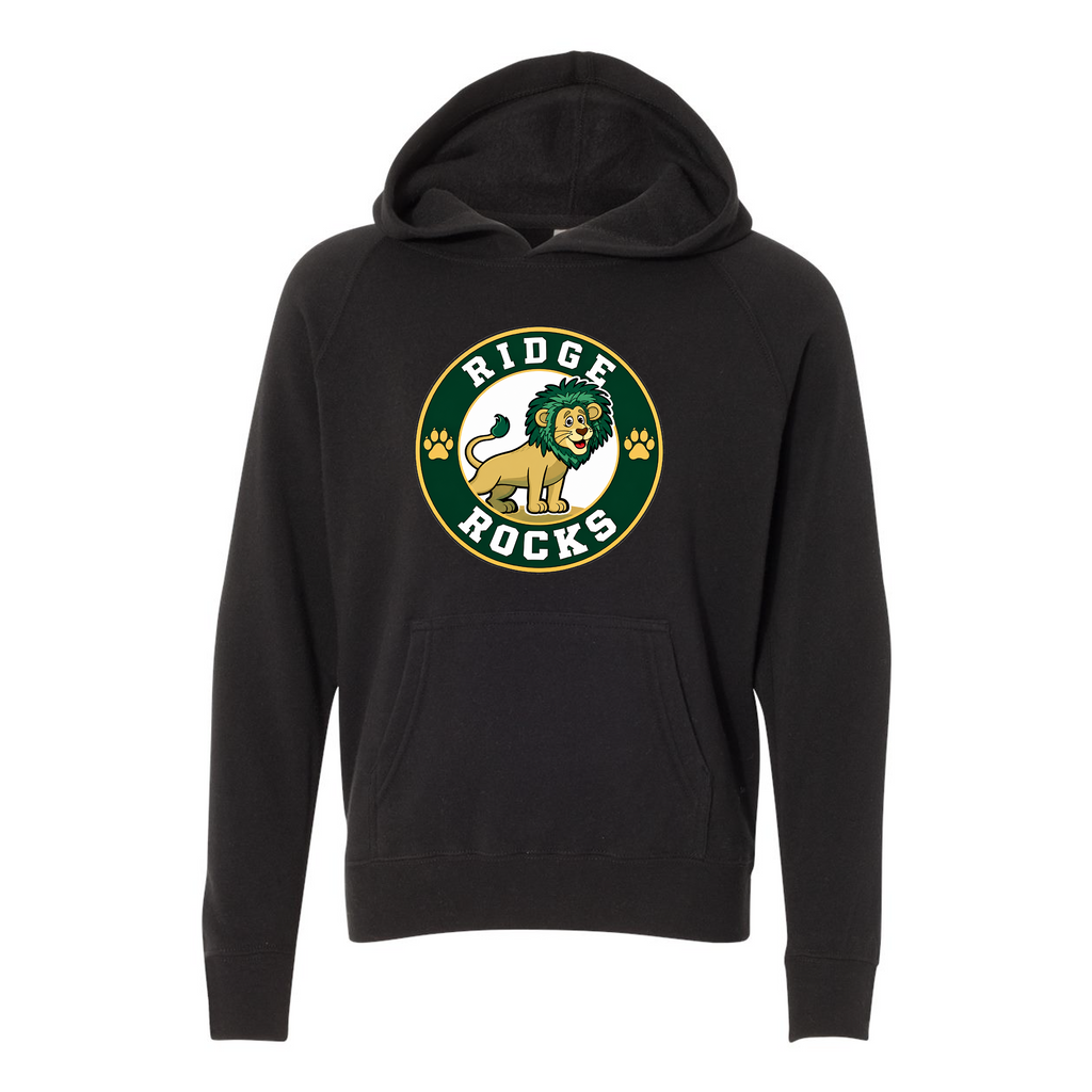 Youth Lightweight Special Blend Raglan Hooded Sweatshirt - Black - Ridge Elementary
