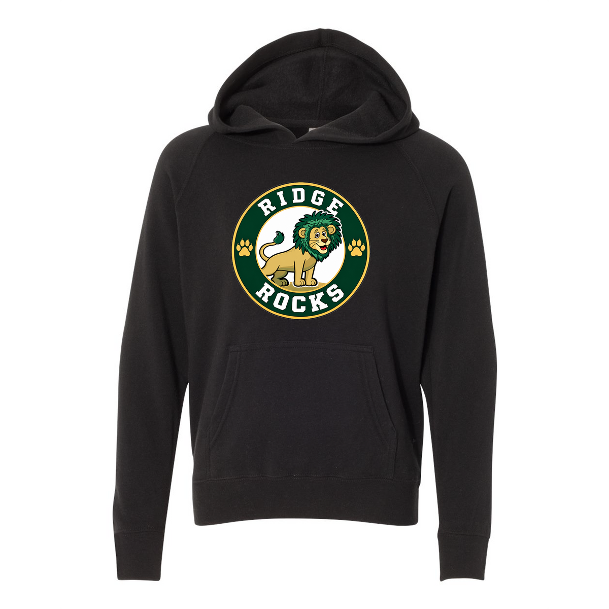 Youth Lightweight Special Blend Raglan Hooded Sweatshirt - Black - Ridge Elementary
