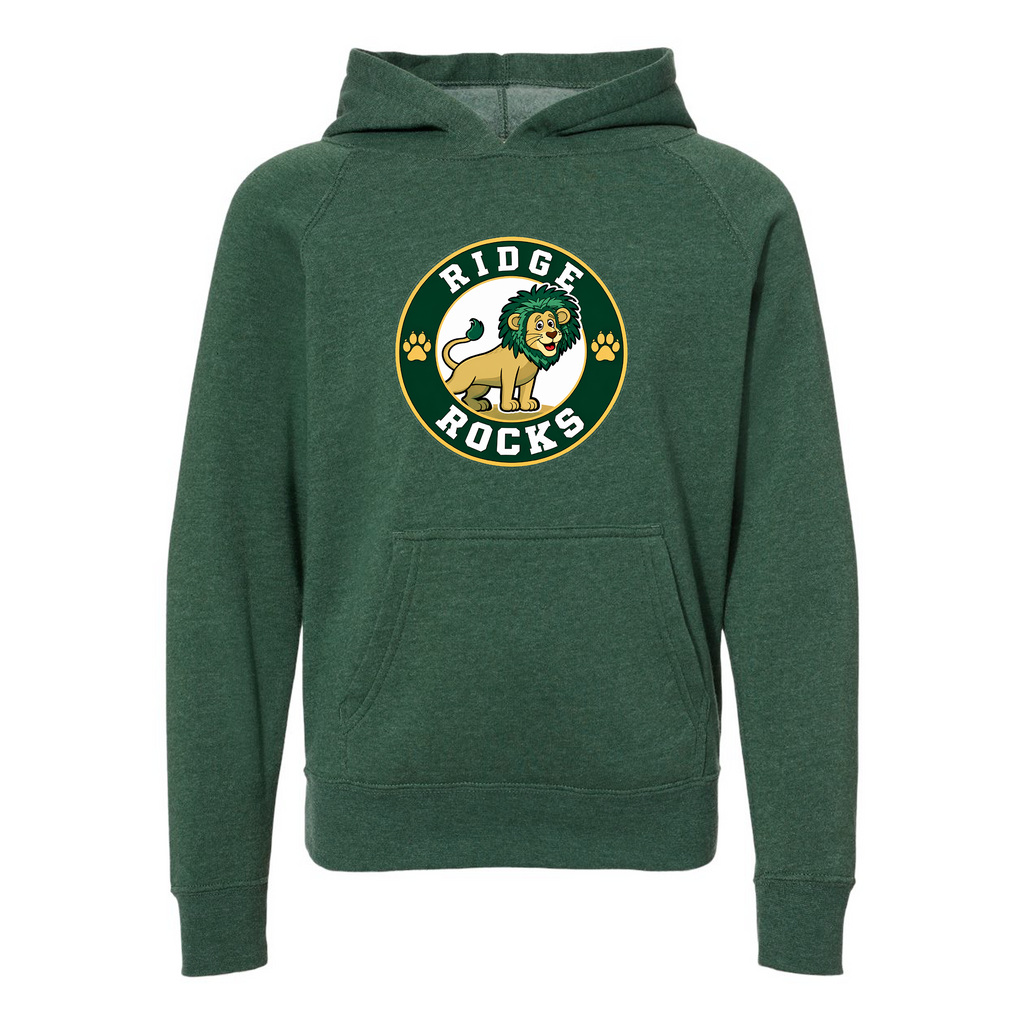 Youth Lightweight Special Blend Raglan Hooded Sweatshirt - Moss - Ridge Elementary