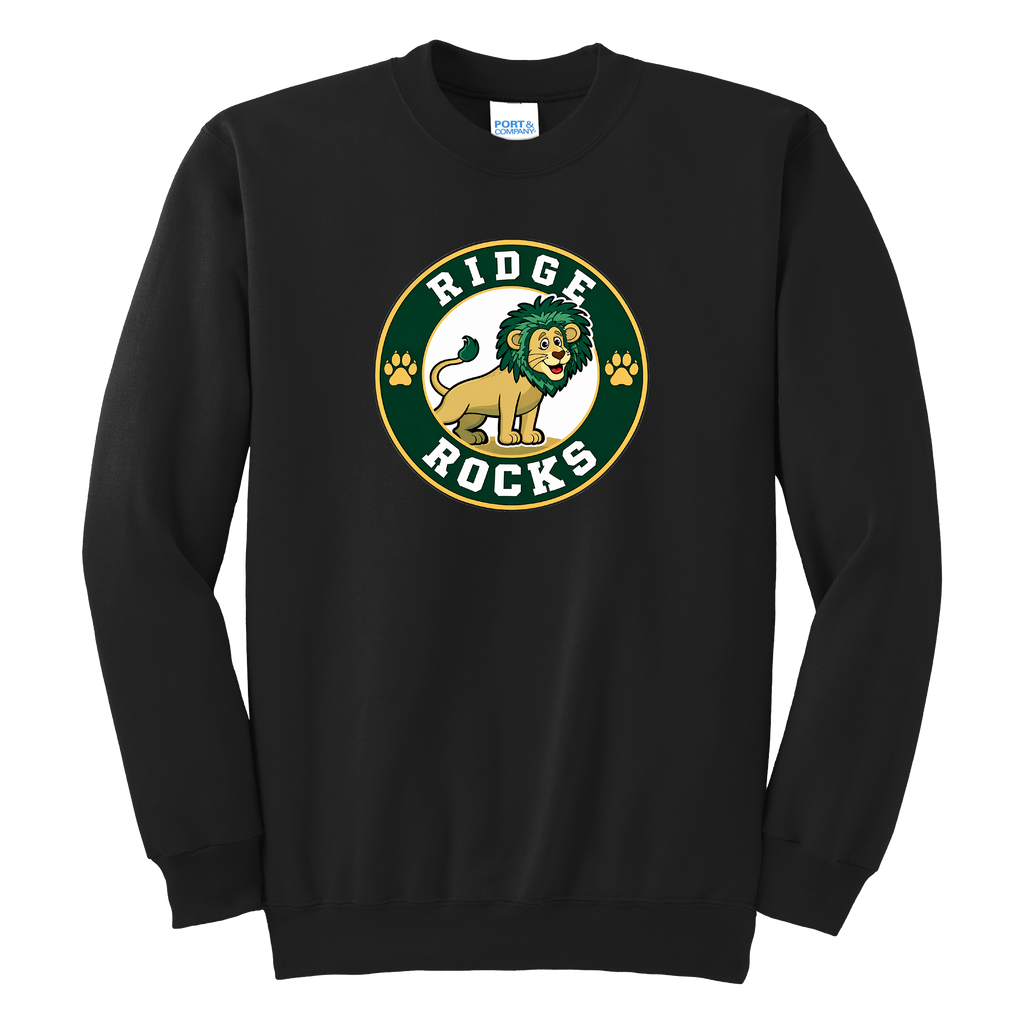 Adult Unisex Essential Fleece Crewneck Sweatshirt - Black - Ridge Elementary