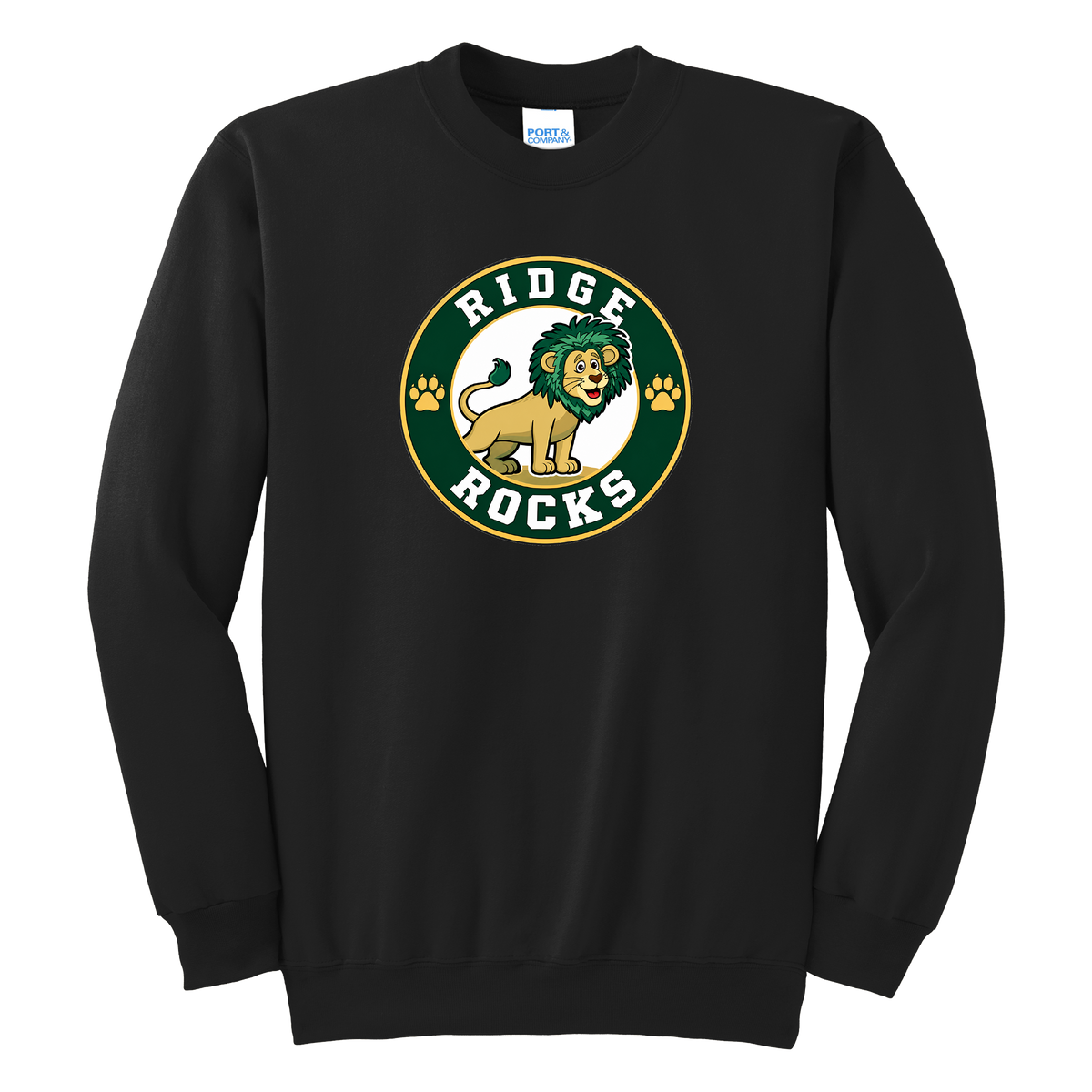 Adult Unisex Essential Fleece Crewneck Sweatshirt - Black - Ridge Elementary
