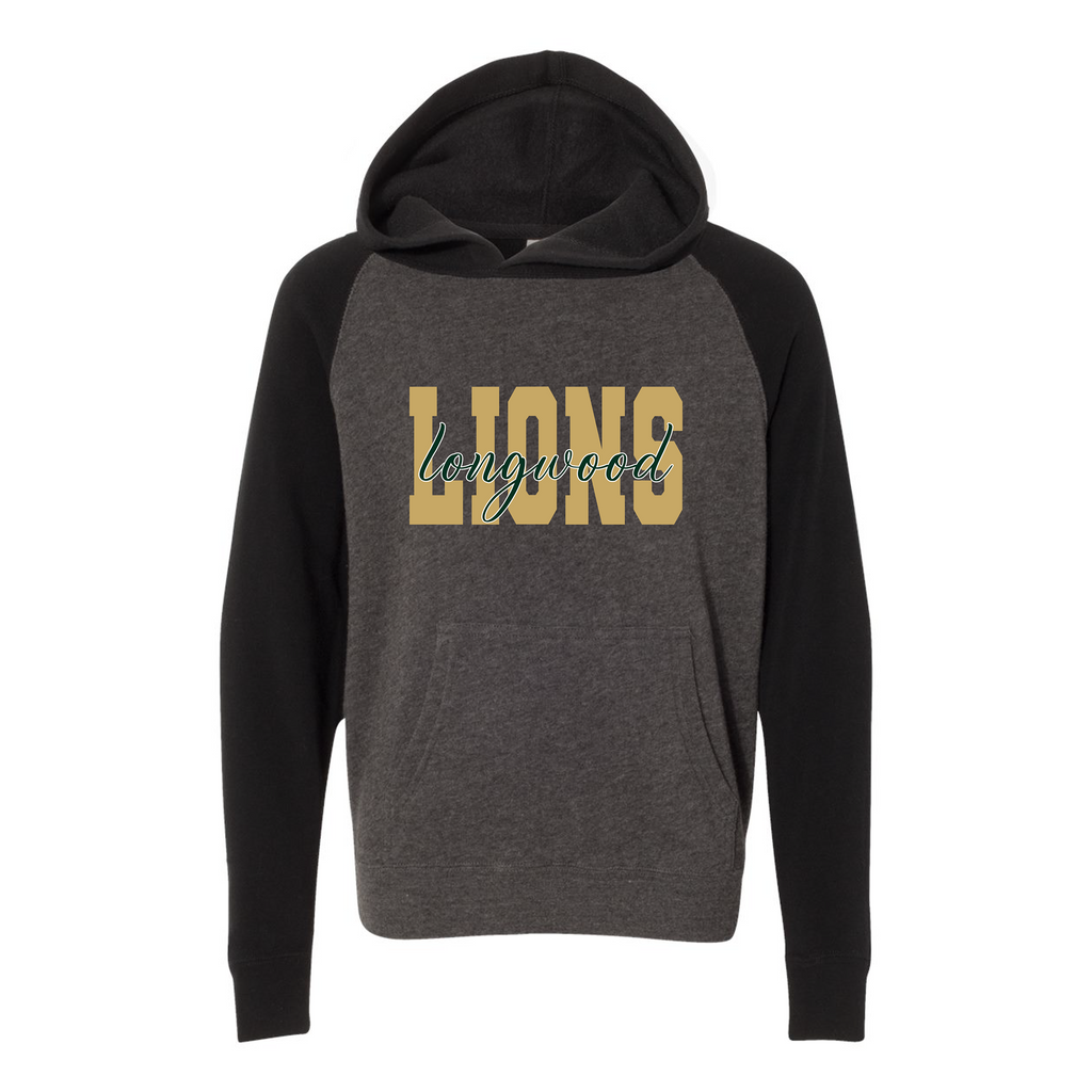 Youth Lightweight Special Blend Raglan Hooded Sweatshirt - Carbon/Black - Ridge Elementary