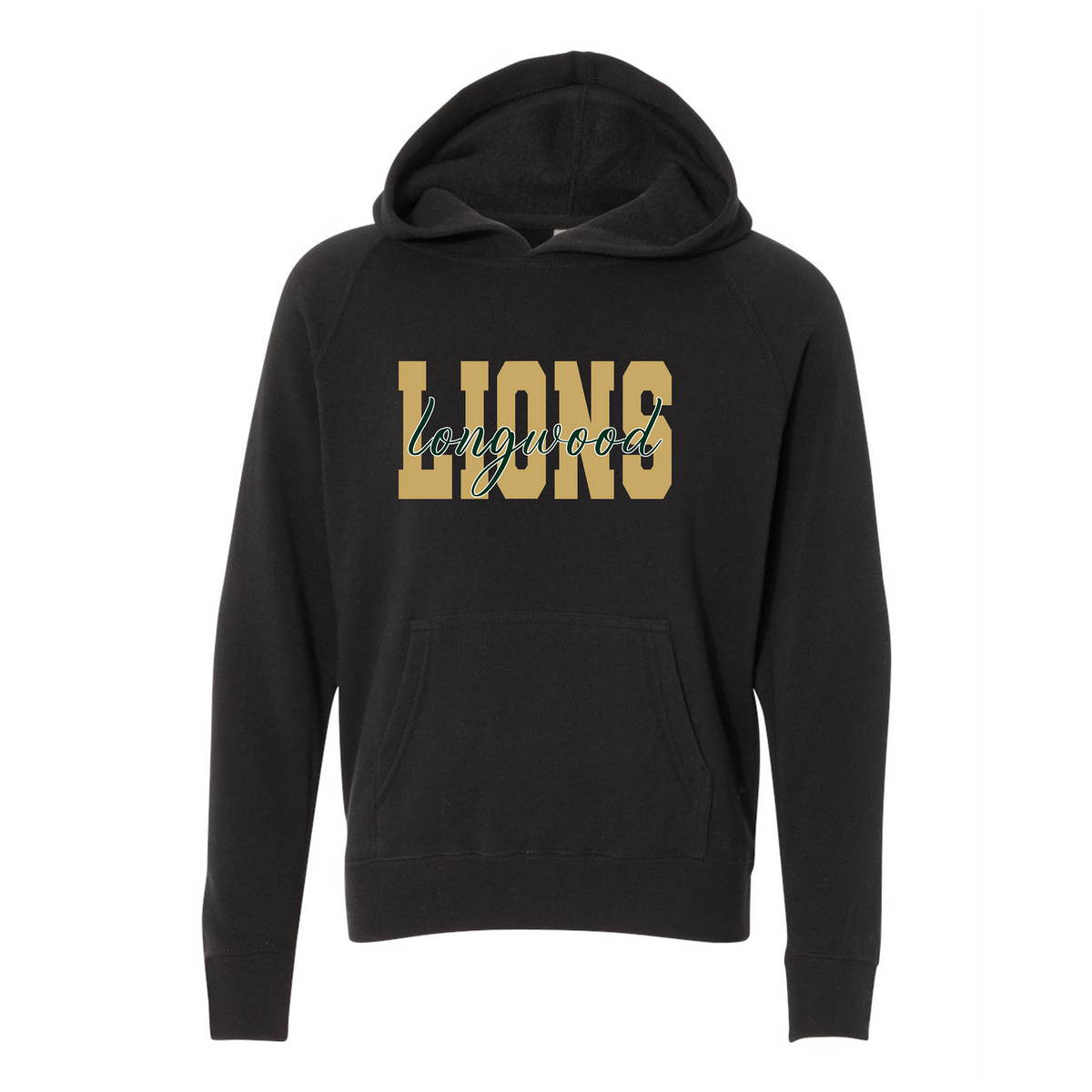 Youth Lightweight Special Blend Raglan Hooded Sweatshirt - Black - Ridge Elementary